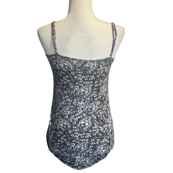 WET SEAL Tank Top Women’s Medium Black Multicolor Paisley Floral Print - Picture 2 of 4